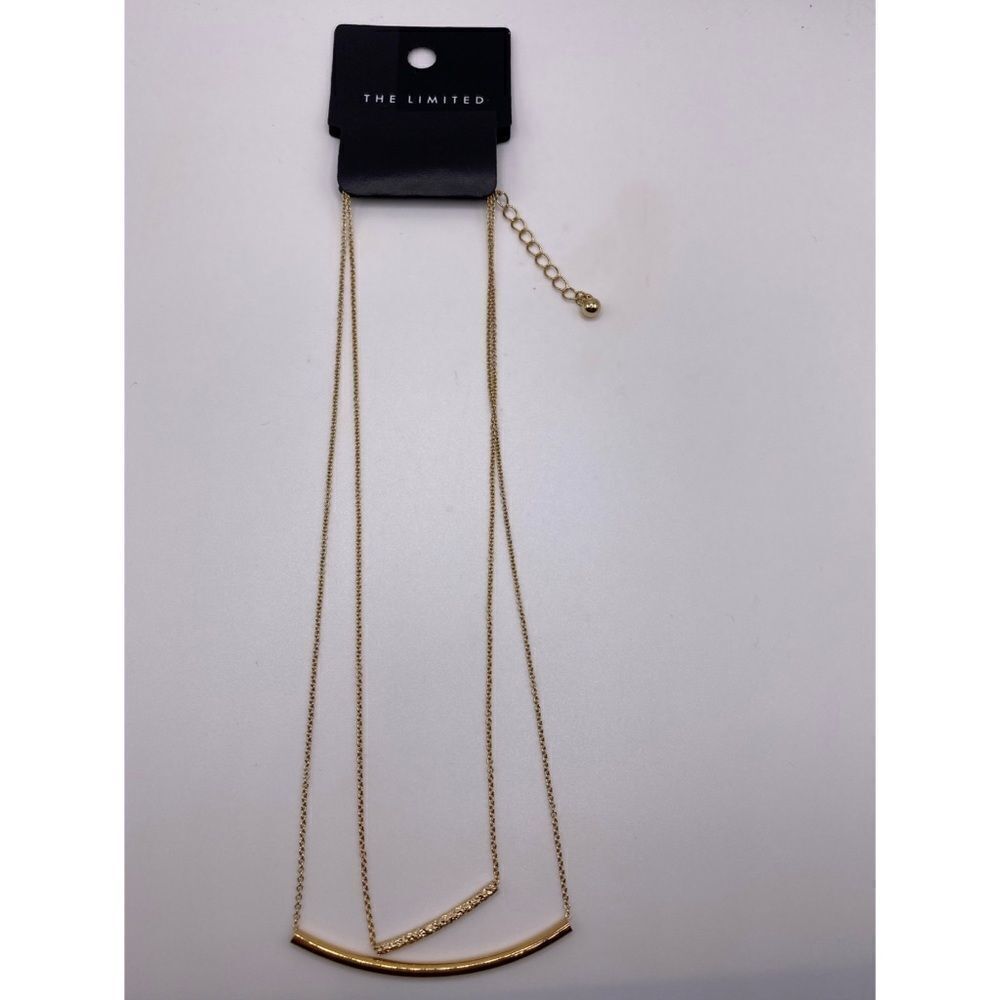 The Limited Gold Double Chain Bar Necklace